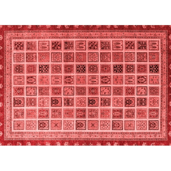 Ahgly Company Machine Washable Indoor Rectangle Oriental Red Modern Area Rugs, 7' x 9'
