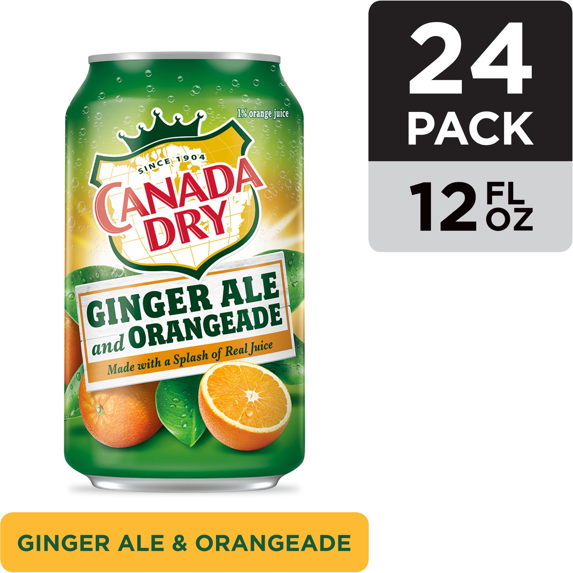 (2 Pack) Canada Dry Ginger Ale and Orangeade, 12 Fl Oz Cans, 12 Ct