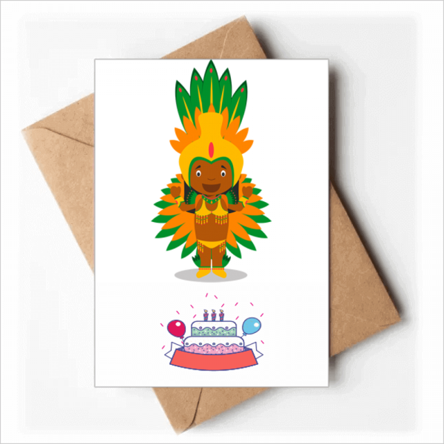 Orange Brazil Cartoon Happy Birthday Greeting Cards Envelopes Blank