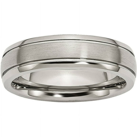 Titanium Grooved Edge 6mm Brushed and Polished Band