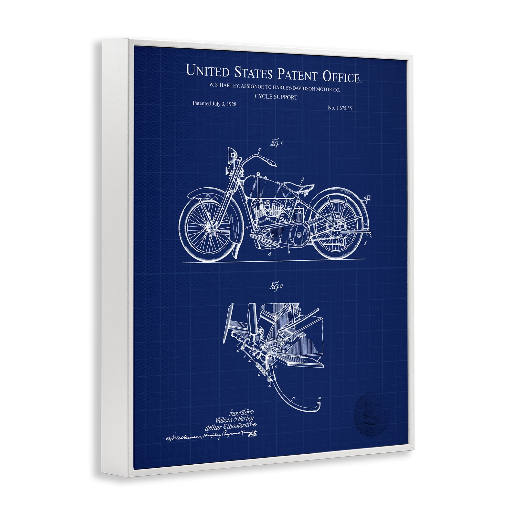 Stupell Industries Cycle Support Blueprint Transportation Painting White Framed Art Print Wall Art, 24 x 30