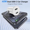 thumbnail image 2 of Car Charger for iPhone 15,40W Dual Port USB C Car Charger with USB C to USB C Cable 6ft,Type C Car Adapter Fast Charging for iPhone 15/15 Pro/15 Pro Max,iPad Pro,iPad Air 5/4/Mini,iPad 10 Case, 2 of 8