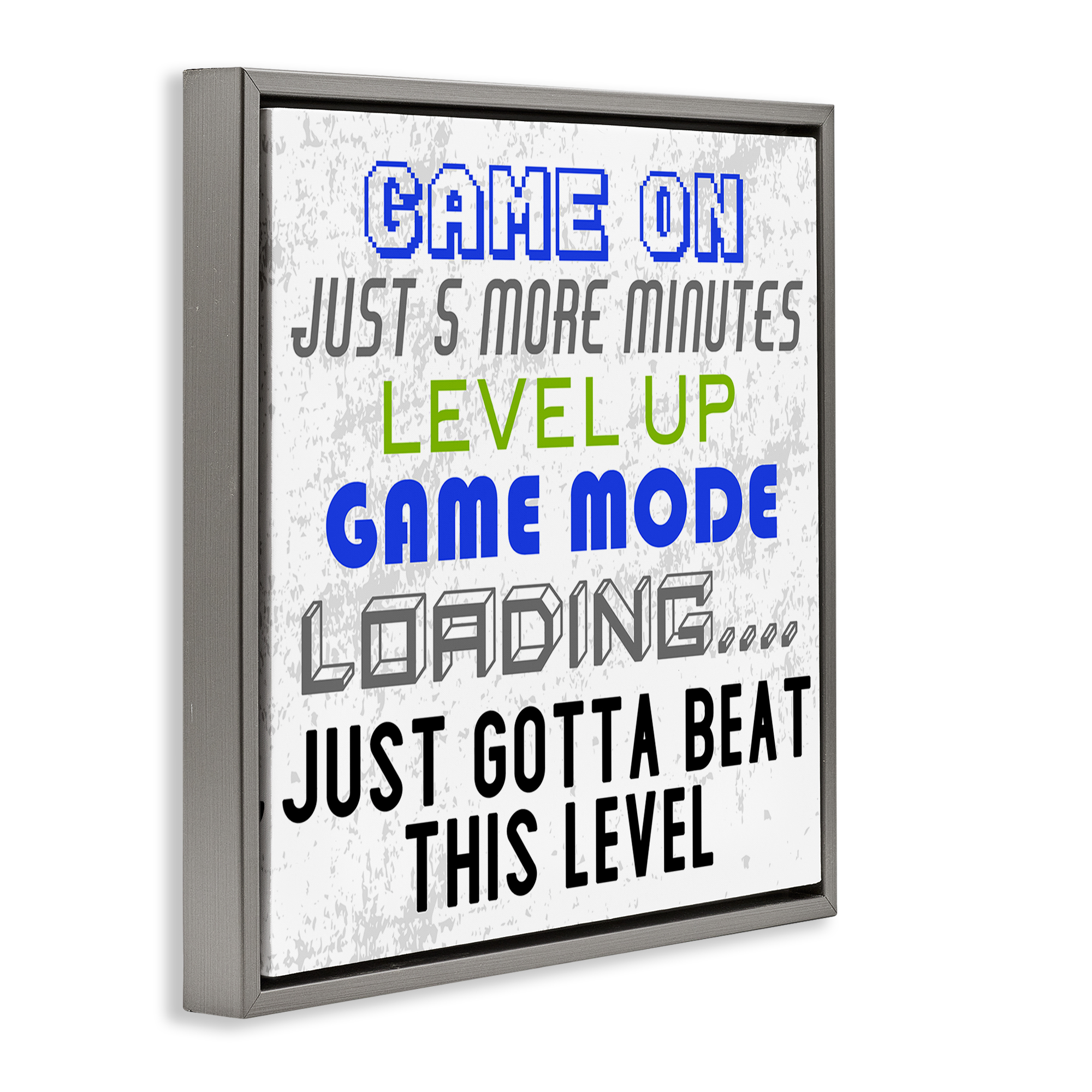 Stupell Industries Game Mode Phrases Entertainment Painting Gray Floater Framed Canvas Art Print Wall Art, 25 x 25