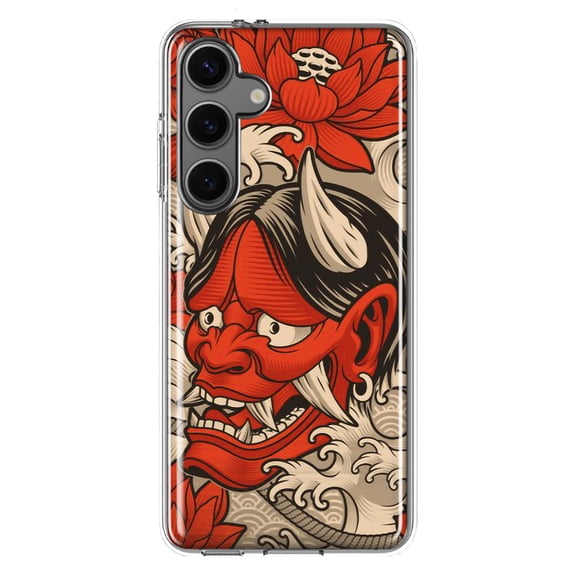Mundaze - Case for Samsung Galaxy S24 Slim Shockproof Hard Shell Soft TPU Heavy Duty Protective Phone Cover - Japanese Oni and Koi