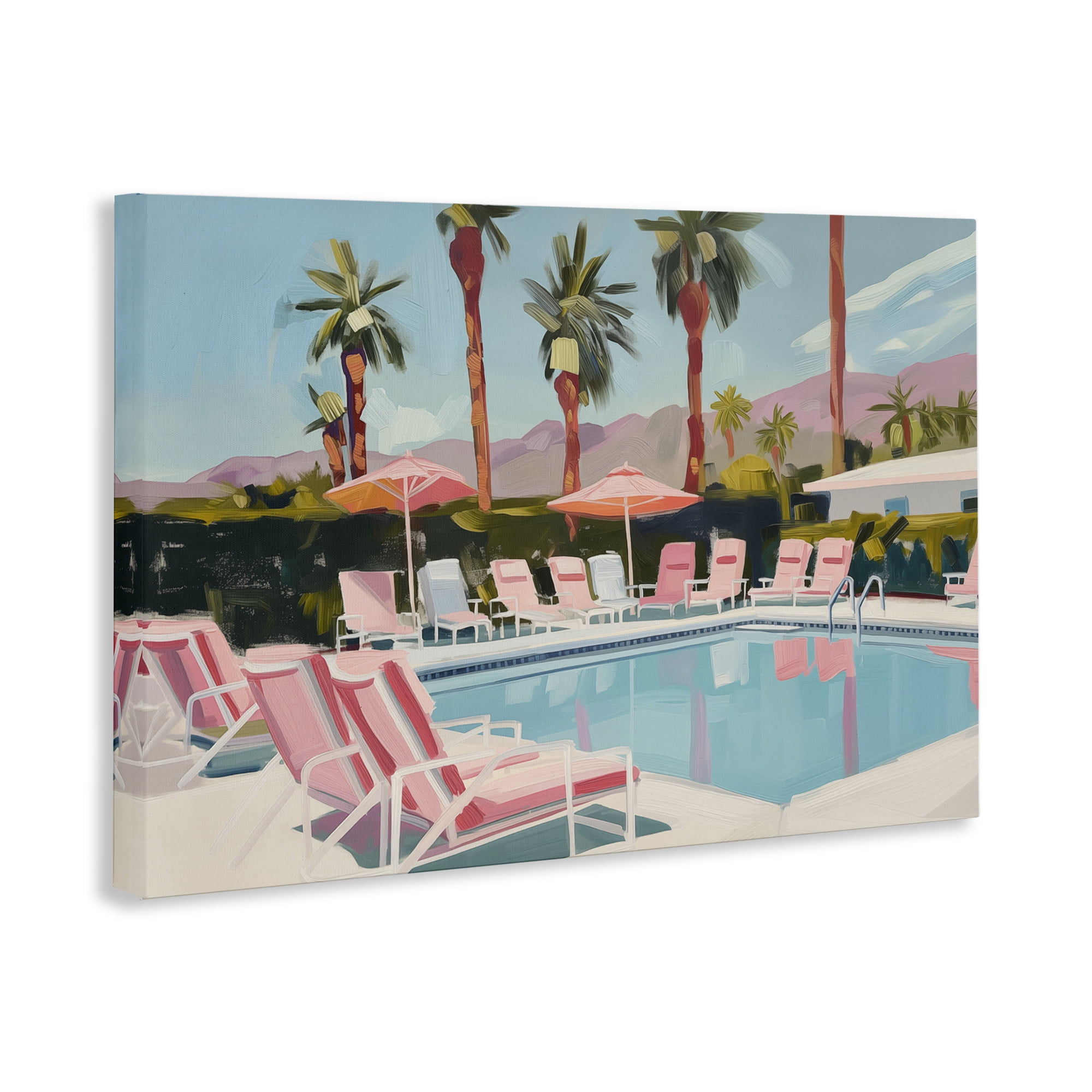 Stupell Industries Palm Springs Swimming Pool Landscape & Nature Painting Wrapped Canvas Art Print Wall Art, 30 x 20