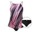 thumbnail image 4 of VBVC 2 Piece Tankini Swimsuit for Women High Neck Ruched Tummy Control Top with Bottom Bathing Suits, 4 of 6