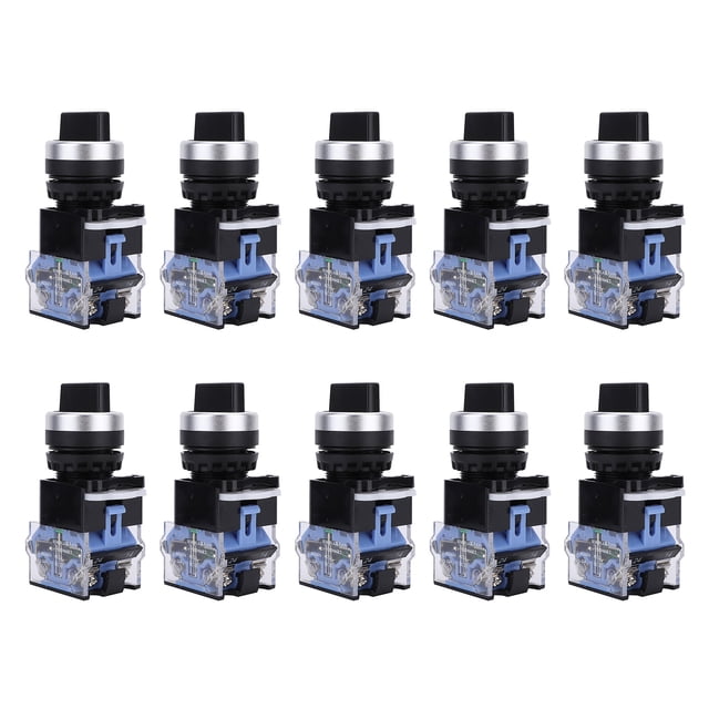 Interruptor Selector Mantenido ANGGREK Aleación De Plata 10 Piezas 440V 22Mm 3 Posiciones