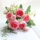 thumbnail image 1 of Ramo de flores de peonía artificial | Flores falsas de seda para bodas, San Valentín, novias y decoración del hogar | 5 cabezas grandes de 6 cm + 4 cogollos pequeños | 32CM de altura | Diseño, 1 of 4
