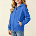 thumbnail image 4 of Ohufall Hooded Sweatshirt Jacket for Girls Boys Zipper Long Sleeve Top with Pocket Versatile Solid Color Casual Sweatshirts 1-11T, 4 of 6