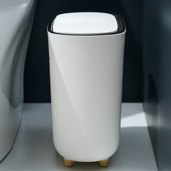 FRCOLOR -covered Trash Can Basket Small with Lid Office White