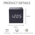 thumbnail image 2 of Square Wood Grain Electronic Clock led Silent Desktop Clock USB/Battery Powered Temperature Display, 2 of 7
