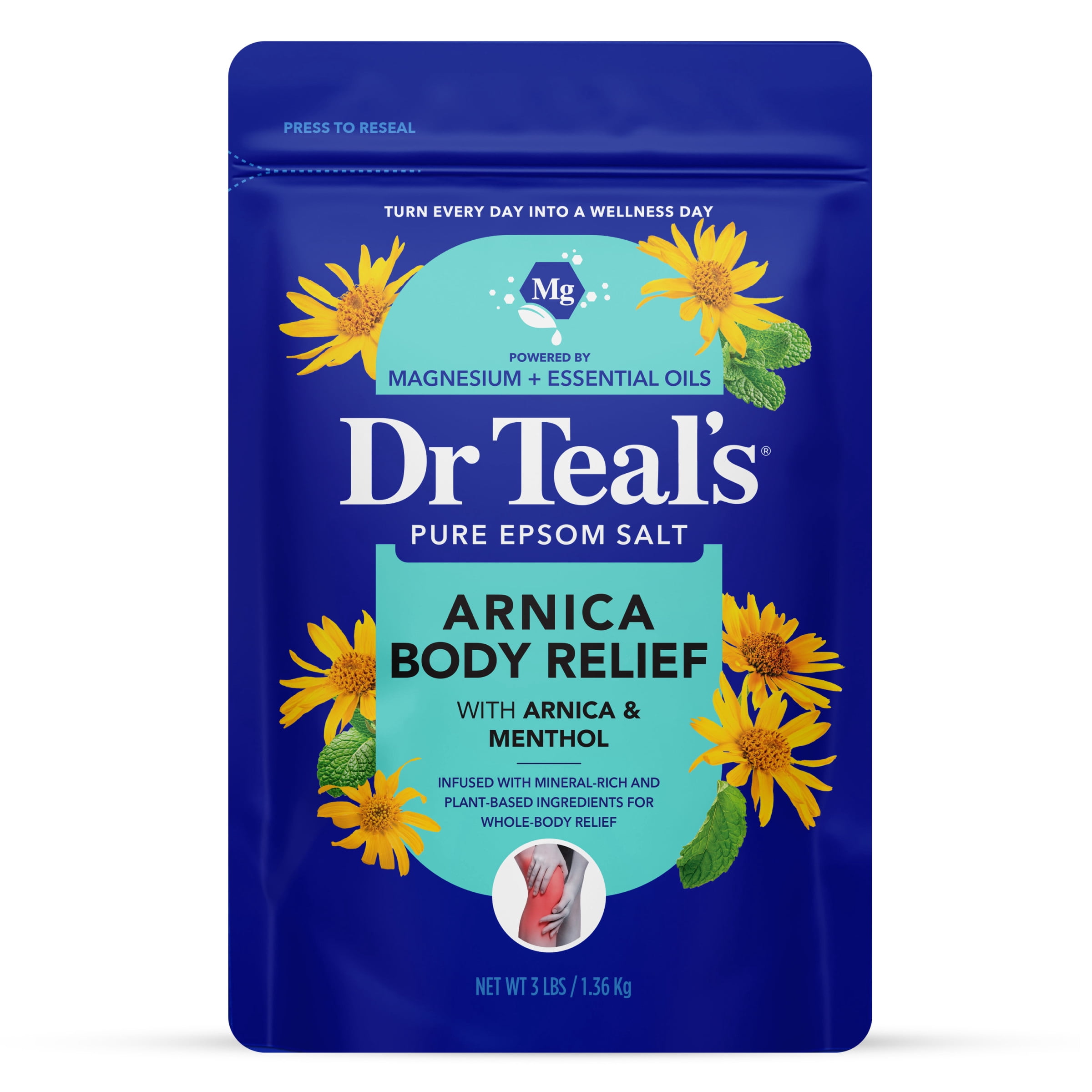 Dr Teal's Arnica Body Relief Epsom Salt Soak with Menthol, 3 lbs