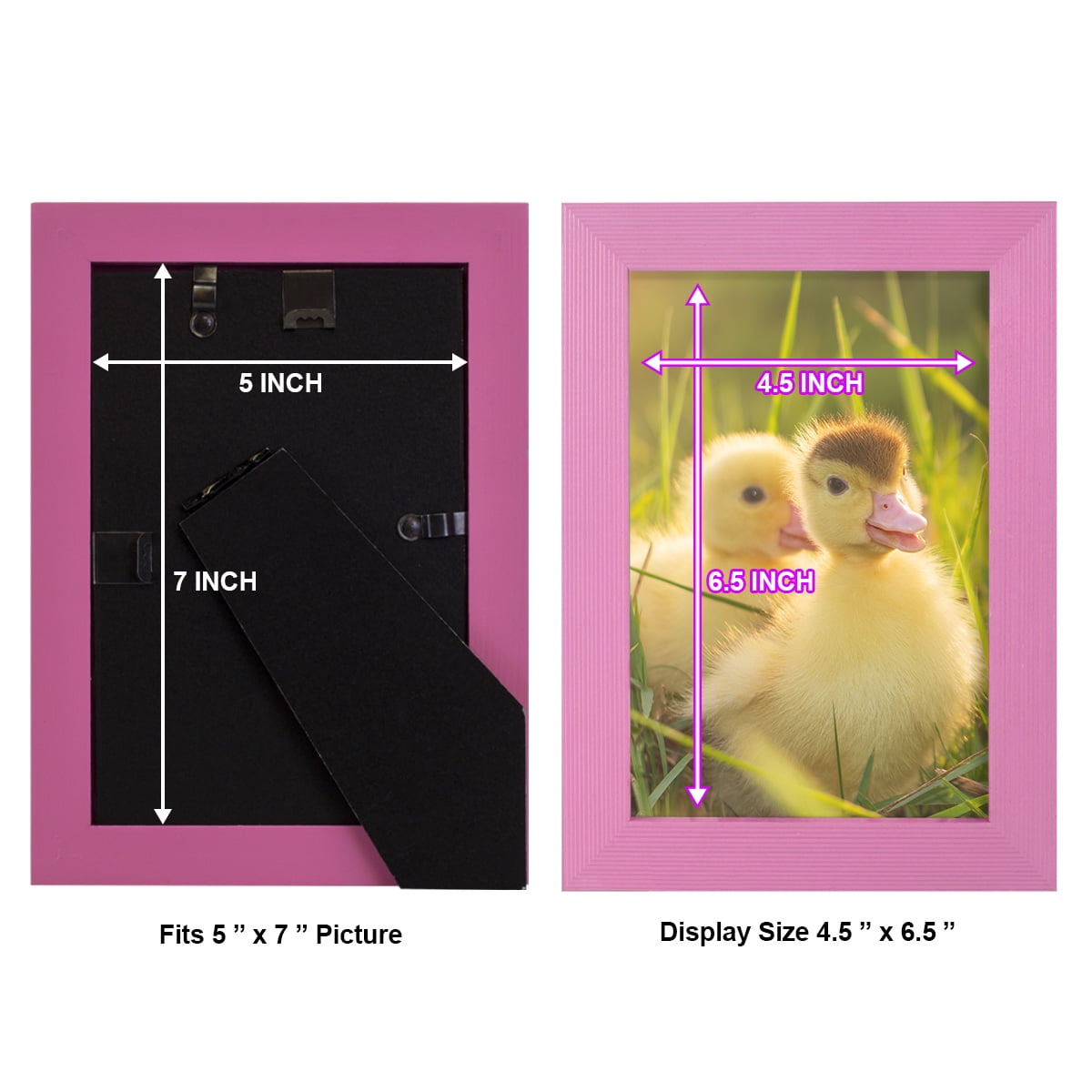 Grooved 5 in. x 7 in. Pink Picture Frame Set (Set of 4)