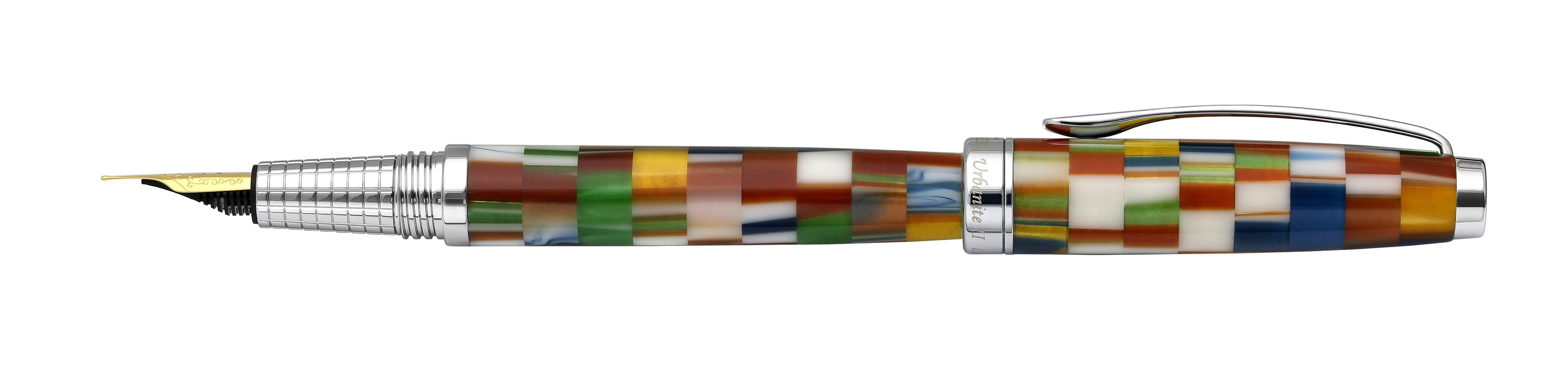Xezo Urbanite II Acrylic  Brass Fountain Pen (Medium Nib) - Jazzy Multicolor