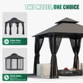 thumbnail image 5 of LazySunsets 8'x 8' Patio Gazebo Double Roof Protection All-Weather Outdoor Shelter Features Insect Screens for Backyard, Lawn, (Gray), 5 of 9