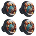 thumbnail image 2 of 4 Pcs Thanksgiving Turkey Knobs for Kitchen Cabinet Cupboard Dresser Bookcase Drawer Pulls Handles Round Home Decor, 2 of 8