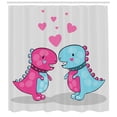 thumbnail image 3 of Ambesonne Dinosaur Shower Curtain, Lover Couple Hearts, 69"Wx84"L, Pale Grey Pale Blue, 3 of 3