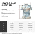 thumbnail image 4 of Goofa Animals Travel World Map Pattern Womens Deep V Neck Low Cut Tops Casual Summer Short Sleeve Ribbed Knit T-Shirts-Large, 4 of 5