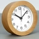 thumbnail image 1 of Reloj despertador redondo de madera de 3 pulgadas con números arábigos, sin ticki, 1 of 5