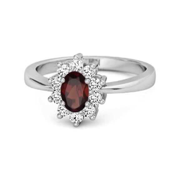 Mooneye Solitaire 1.50 Cts Garnet 925 Sterling Silver Halo Accent Women Valentines Day Gifts Ring