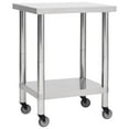 thumbnail image 1 of vidaXL Kitchen Work Table with Wheels 80x45x85 cm Stainless Steel, 1 of 5