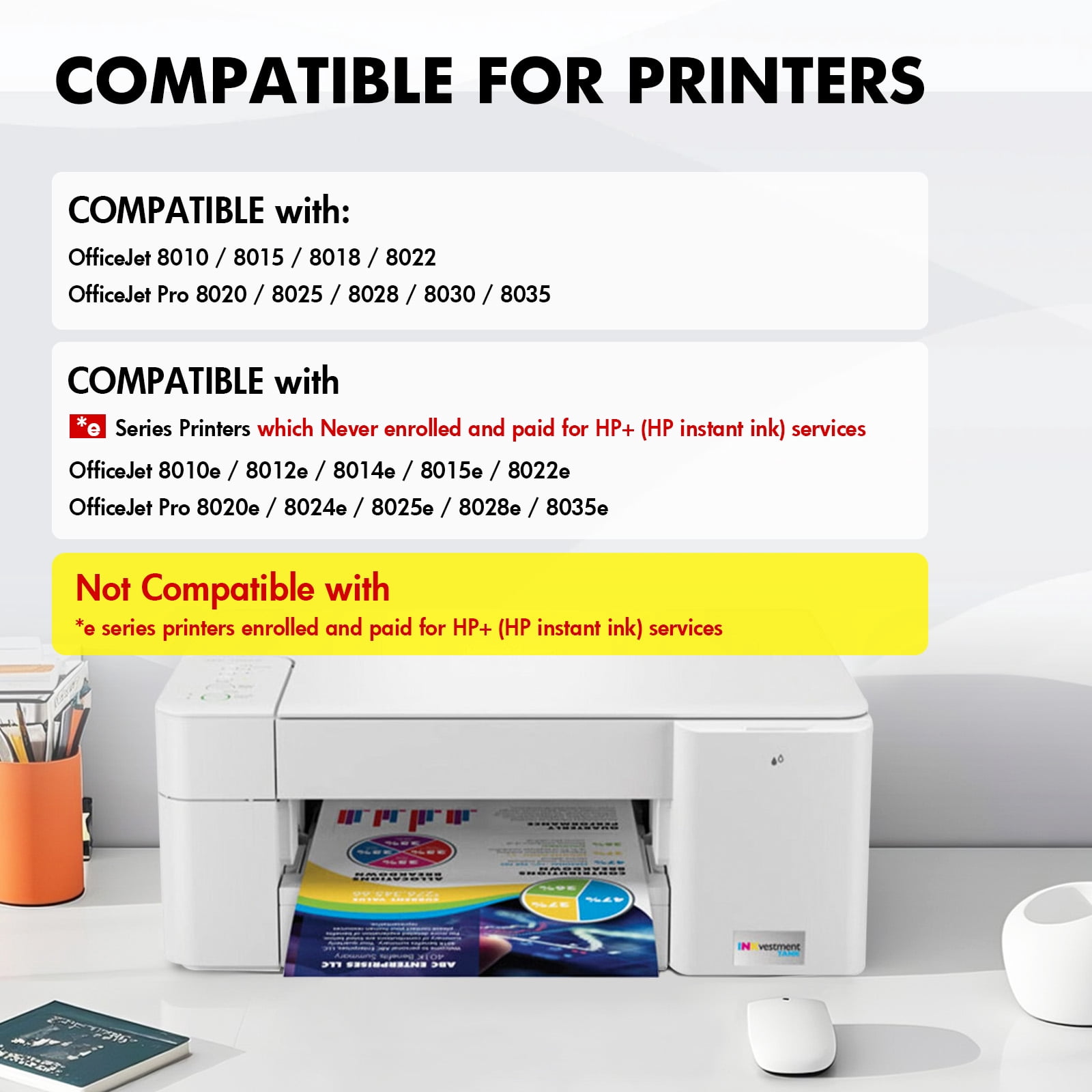 4-Pack 910XL Ink Cartridge High Yield Compatible for 910 910XL Combo for OfficeJet Pro 8035 8020 8024 8025 8028 OfficeJet 8022 8010 8012 8015 Printer Ink (Black,Cyan,Magenta,Yellow)