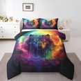 thumbnail image 2 of Exotic Wolf Comforter Set Rainbow Starry Sky Queen Bedding Sets ,Galaxy Quilt Glitter Moon Gothic Duvet Insert,Western Woodland Wild Animal Themed Room Decor, 2 of 5