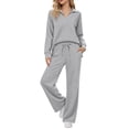 thumbnail image 2 of QSXADF Fall 2 Piece Sweatsuits Women Casual Tracksuit Set Solid Collared Long Sleeve Elastic Waist Pocket Pants Set Daily Women Fall Winter Outfits, 2 of 6