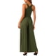 thumbnail image 3 of INSPIRAR CHIC Mono de Cuello Cruzado para Mujeres, Pantalón Ancho Sin Mangas, Mono de Largo Completo en Verde Militar, 3 of 4
