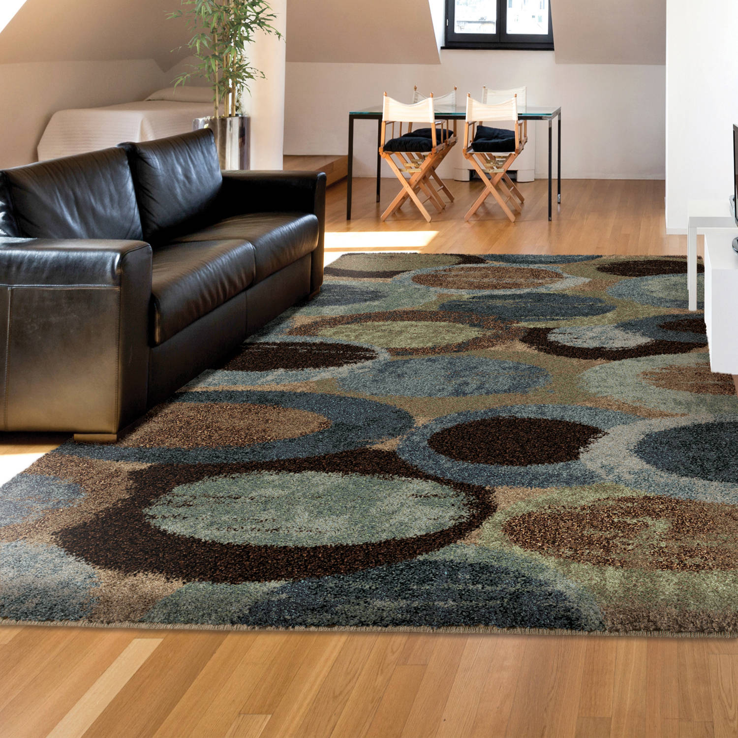 Orian Rugs Plush Circles Bubbly Blue Blue Area Rug