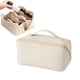thumbnail image 3 of Bearachild Bolsa de almacenamiento de cosméticos de cuero PU de gran capacidad, bolsa de mano para artículos de tocador, bolsillo organizador de Almacenamiento y organización del hogar Blanco Bearachild HA064909-01B, 3 of 6