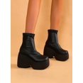thumbnail image 2 of Spring/autumn Women's Chunky Heel Short Boots With Pu Leather Upper & Elasticity, 2 of 5