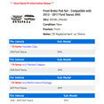 thumbnail image 2 of Front Brake Pad Set - Compatible with 2013 - 2017 Ford Taurus SHO 2014 2015 2016, 2 of 2