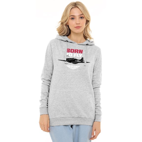 Top Gun Born to Fly Women's Pullover Hoodie, Grey Heather, Small