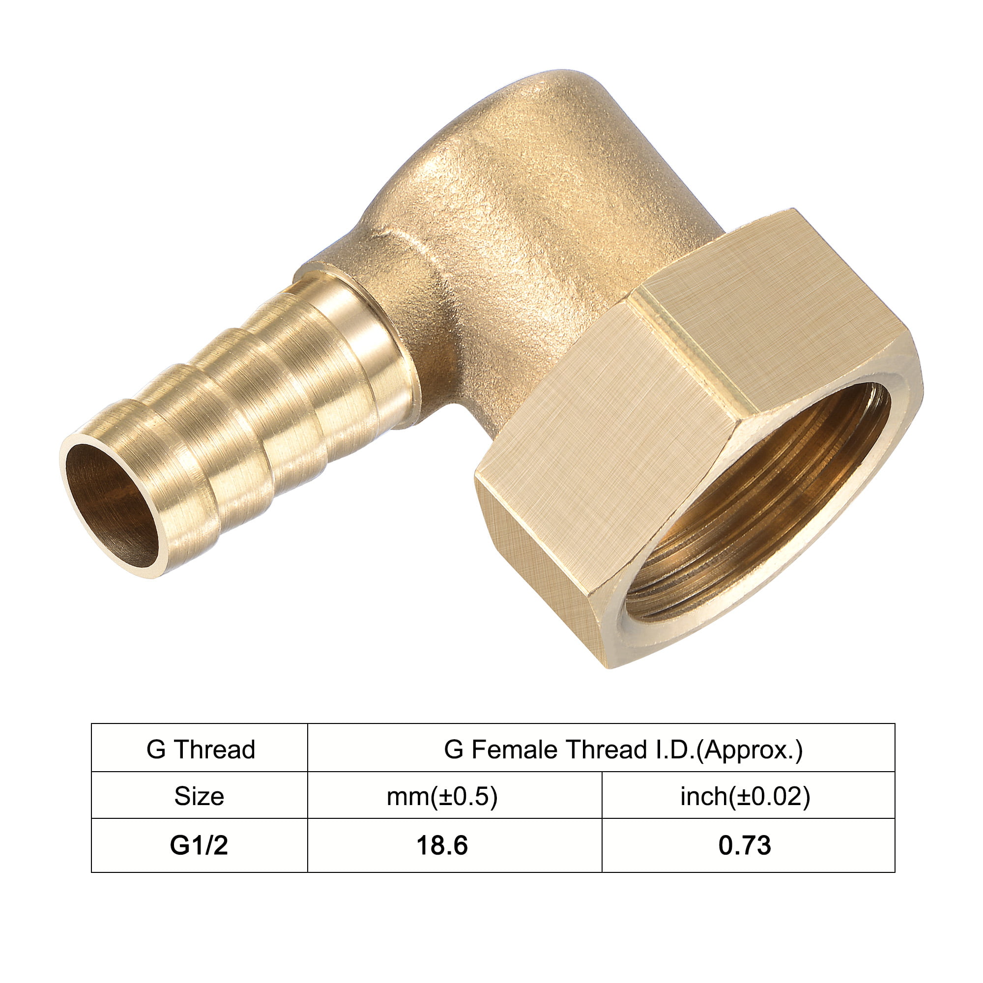 2pcs Brass Hose Barb Fitting Elbow 4mm x G1/2 Female Swivel Nut Pipe Connectors 