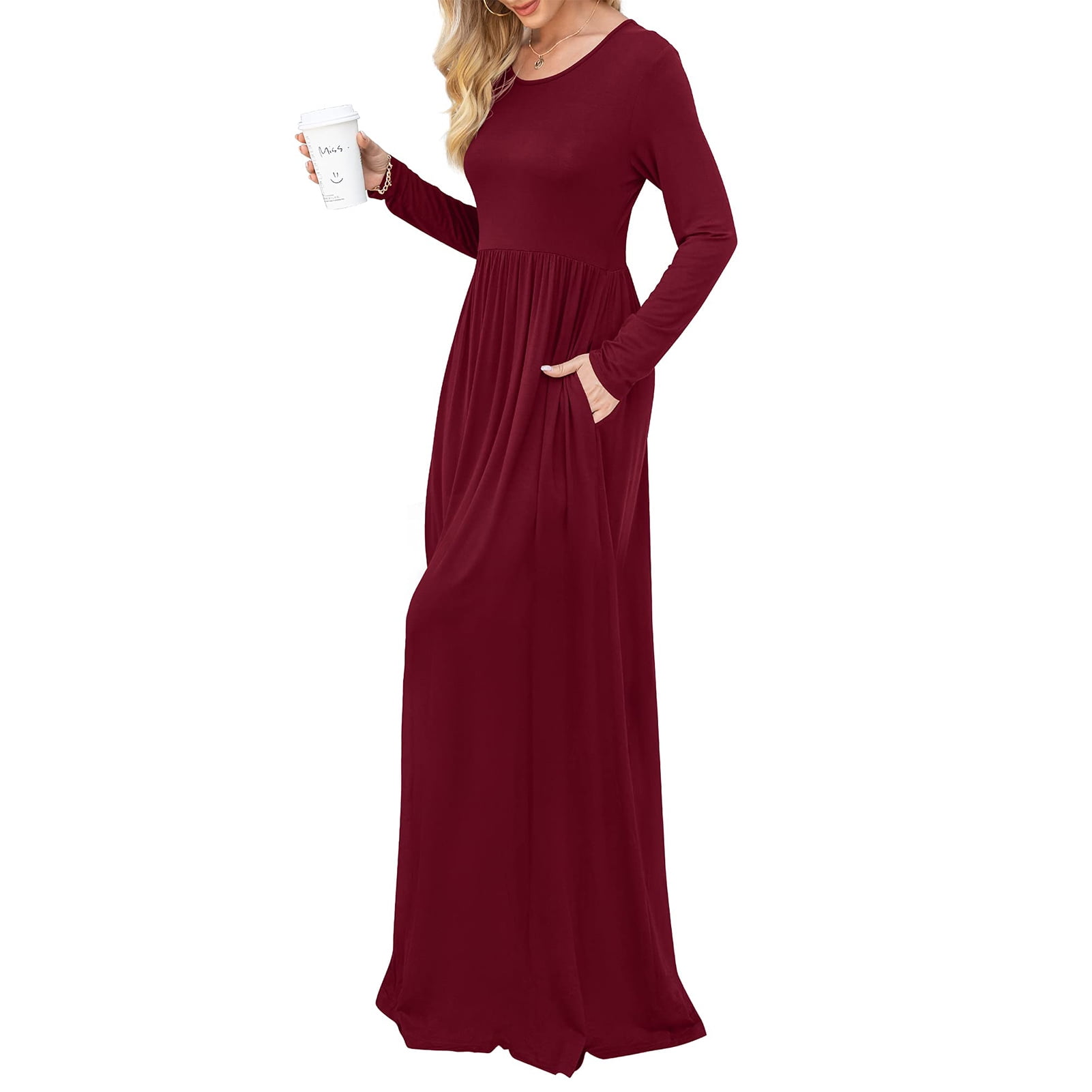 long sleeve plain dress