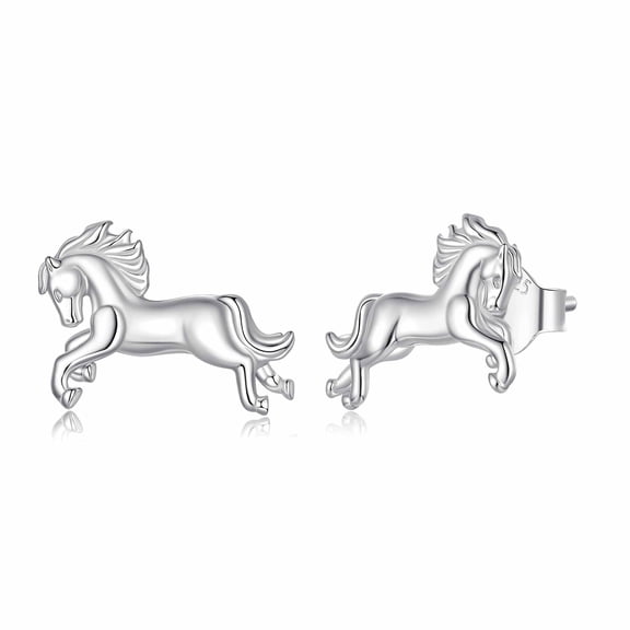 Running Horse Stud Earrings 925 Sterling Silver Minimalist Elegant Everyday Wear