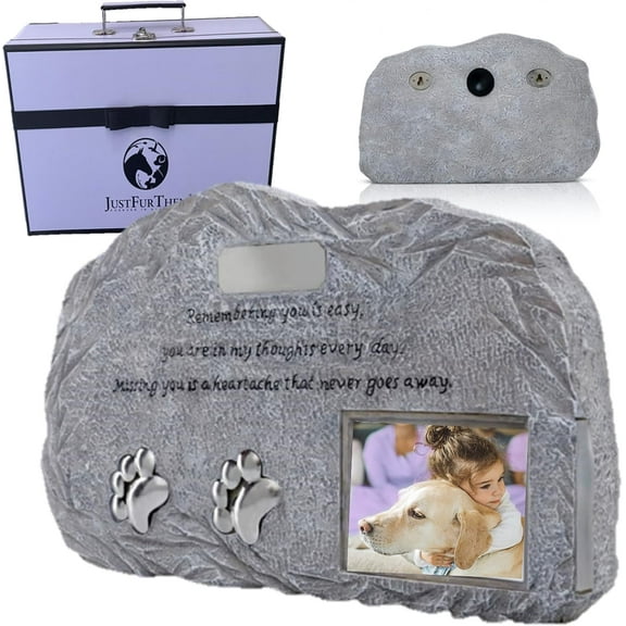 Just Fur Them Pet Memorial Urns for Dog Ashes - Pet Urn with Photo, Dog Urn with Picture Frame, Pet Cremation Urn for Dog and Cat Ashes, Urns for Pets, Pet Memorial Stones