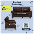 thumbnail image 2 of Serta Copenhagen 61" Rolled Arm Loveseat Sofa with Removable Covers Brown, 2 of 16
