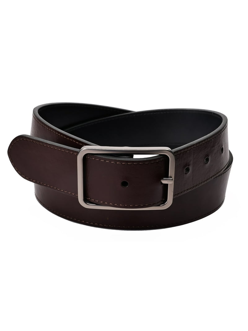 George Men's Reversible Leather Belt 35MM PU Black Brown with
