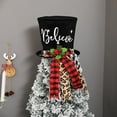 thumbnail image 5 of Christmas Tree Topper Hat, Christmas Nutcracker Soldier Topper Hat for Christmas Tree Decoration, Black Velvet Bowler Derby Hat with Long Plaid Ribbon Ornament for Home Holiday Decoration, 5 of 9