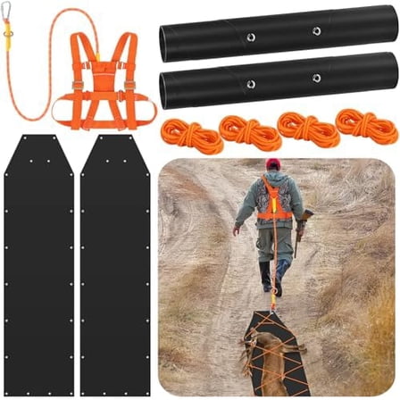 2 Pcs Deer Drag Sled, Heavy Duty Deer Drag Harness Thickened Tear-Resistant Hunting Sled with Ropes Hauling Hunting Gear Accessories for Antelope Elk Duc Ice Fishing Camping Gift for Men$$Other