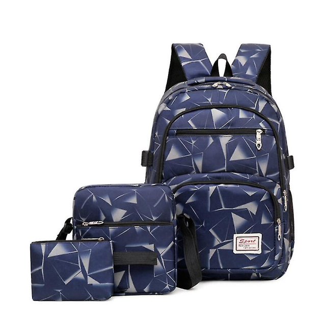 Conjunto de 3 uds. De mochilas de escuela secundaria para mujeres 2023, bolso de hombro para niños, mochilas masculinas, bolsa de viaje grande para estudiantes, mochila escolar para hombres, azul