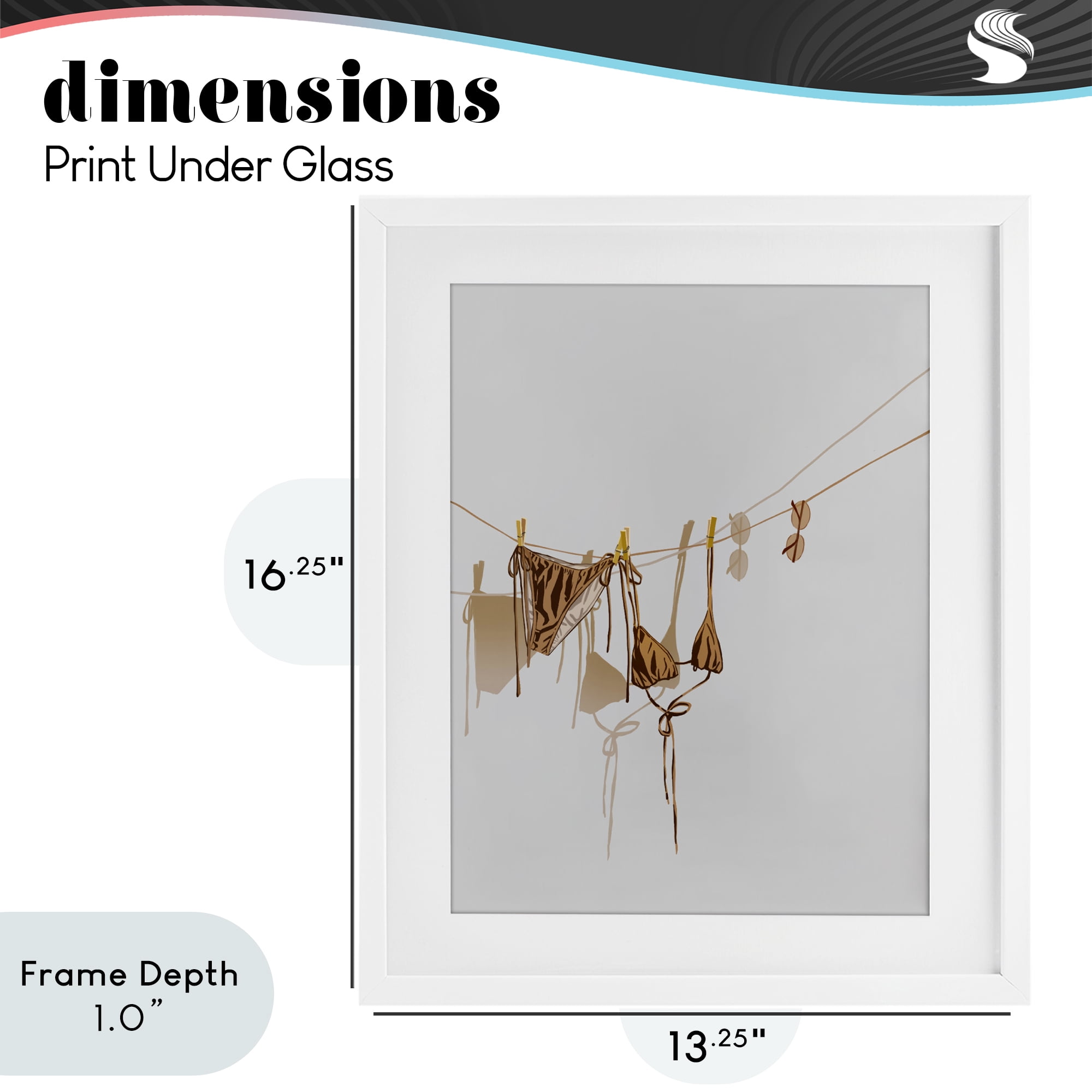 Stupell Industries Sunlit Bikini on Clothesline White Framed Print Under Glass, design by Ziwei Li