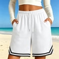 thumbnail image 2 of TEAJOPSUU Womens Plus Size Cotton Shorts Trendy Drawstring Double Pockets Shorts Summer Solid Workout Basketball Shorts M-5XL White, 2 of 8
