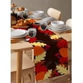 thumbnail image 6 of Fall Maple Leaf Burlap-Cotton Table Runner 36 Inches Long,Red Orange Botanical Farmhouse Farmhouse Table Runners,Outdoor Dining Tablecloths Decor for Baby Shower Party Wedding 13x36, 6 of 9