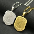 thumbnail image 2 of SAINT MICHAEL PROTECT US Archangel 14K Yellow Gold Saint Michael Necklace Men/Women Gold Color Pendant Necklace Jewelry, 2 of 8
