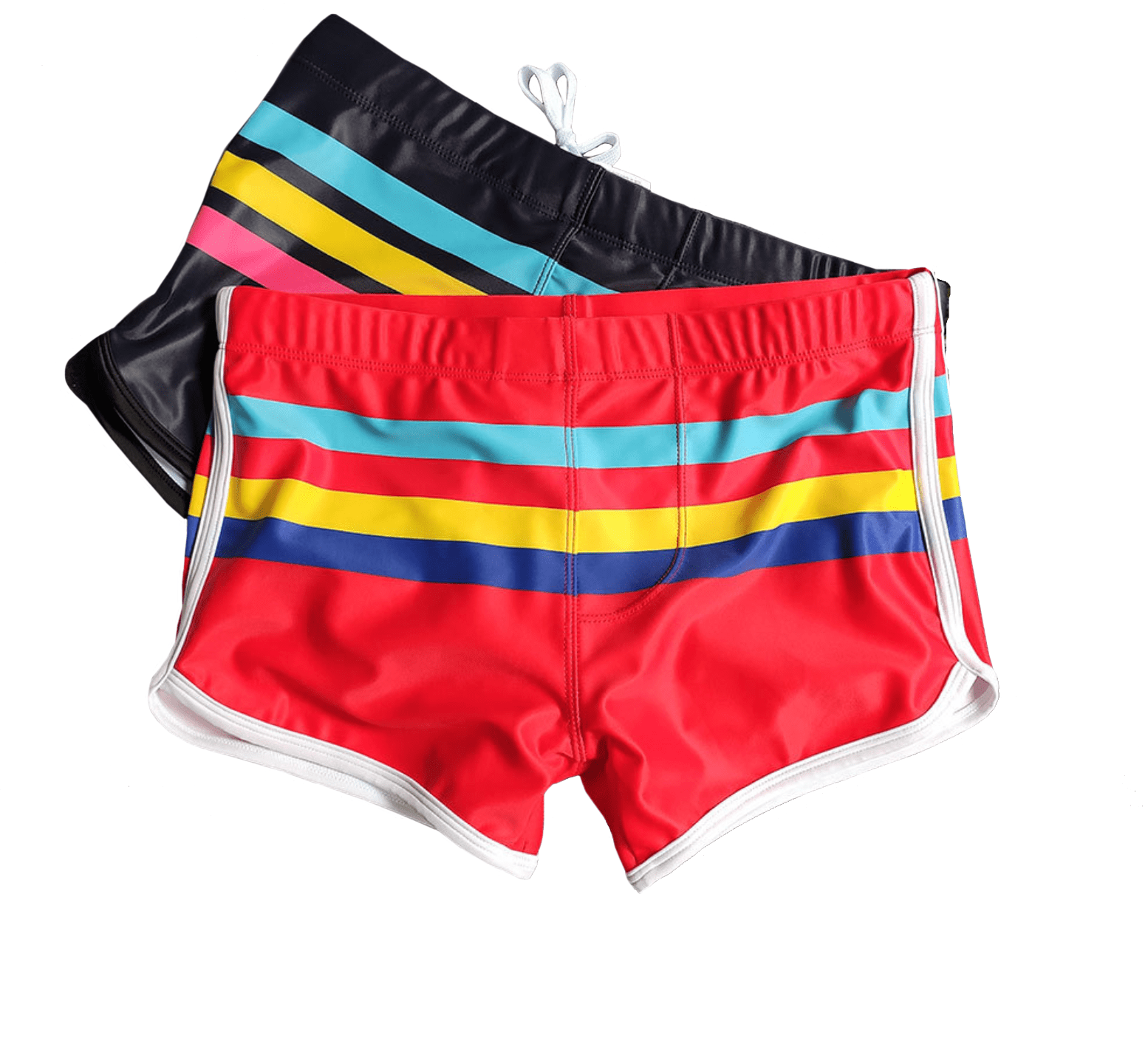 Men's Swim Trunks Square Cut Striped Quick Dry Swimsuit