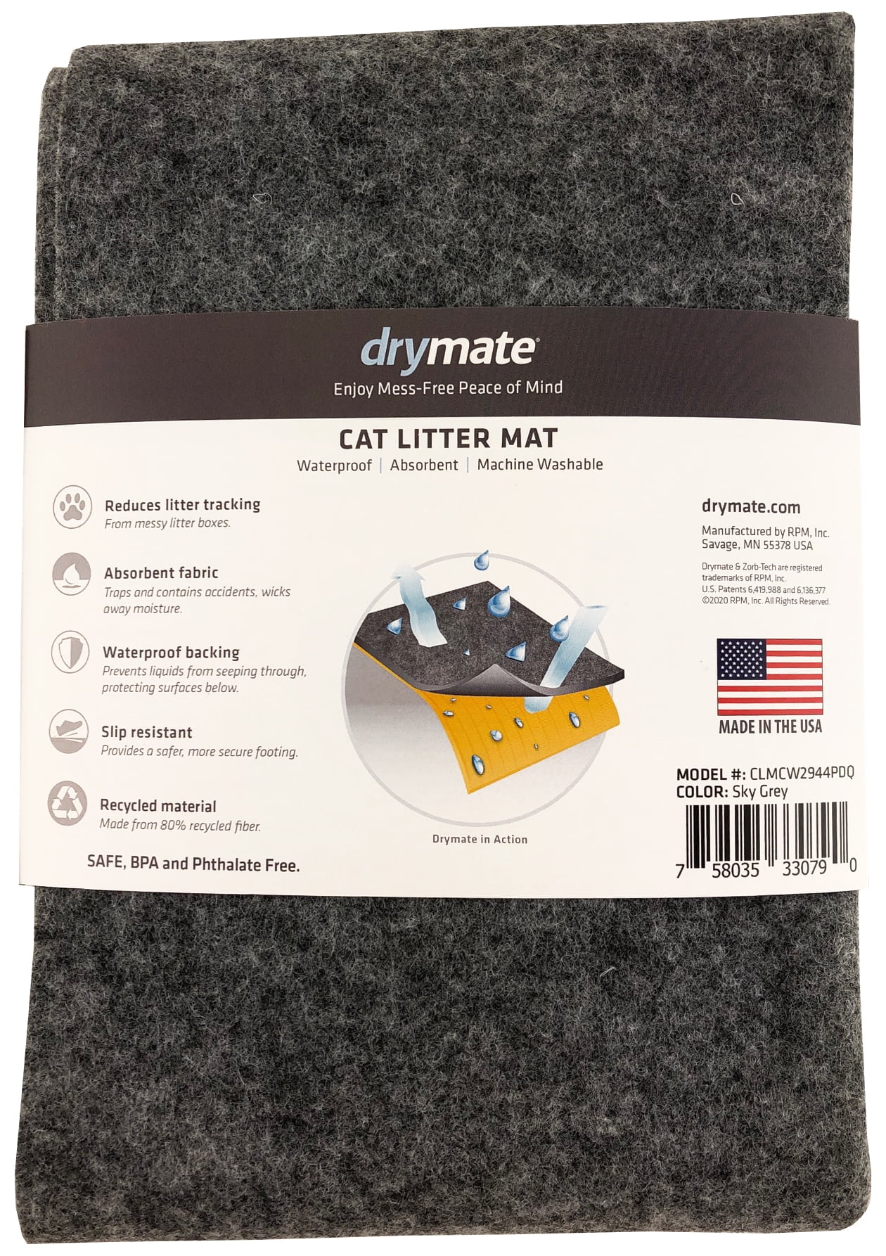 Drymate, Cat Litter Mat, Extra Large, Grey
