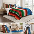 thumbnail image 6 of Full Quilt Set 78''x90'', Mexican Serape Lightweight Bedspread Coverlet Set with 2 Pillow Shams, Colorful Stripes Vertical Lines Abstract Breathable All Season Quilt Bedding for Bedroom/Guest Room, 6 of 9